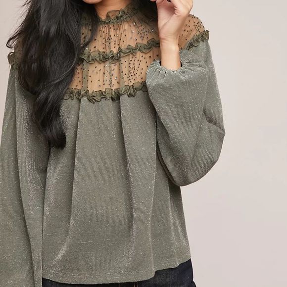 RARE Ranna Gill Anthropologie Bowen Ruffle Top NWT Medium - Picture 9 of 10